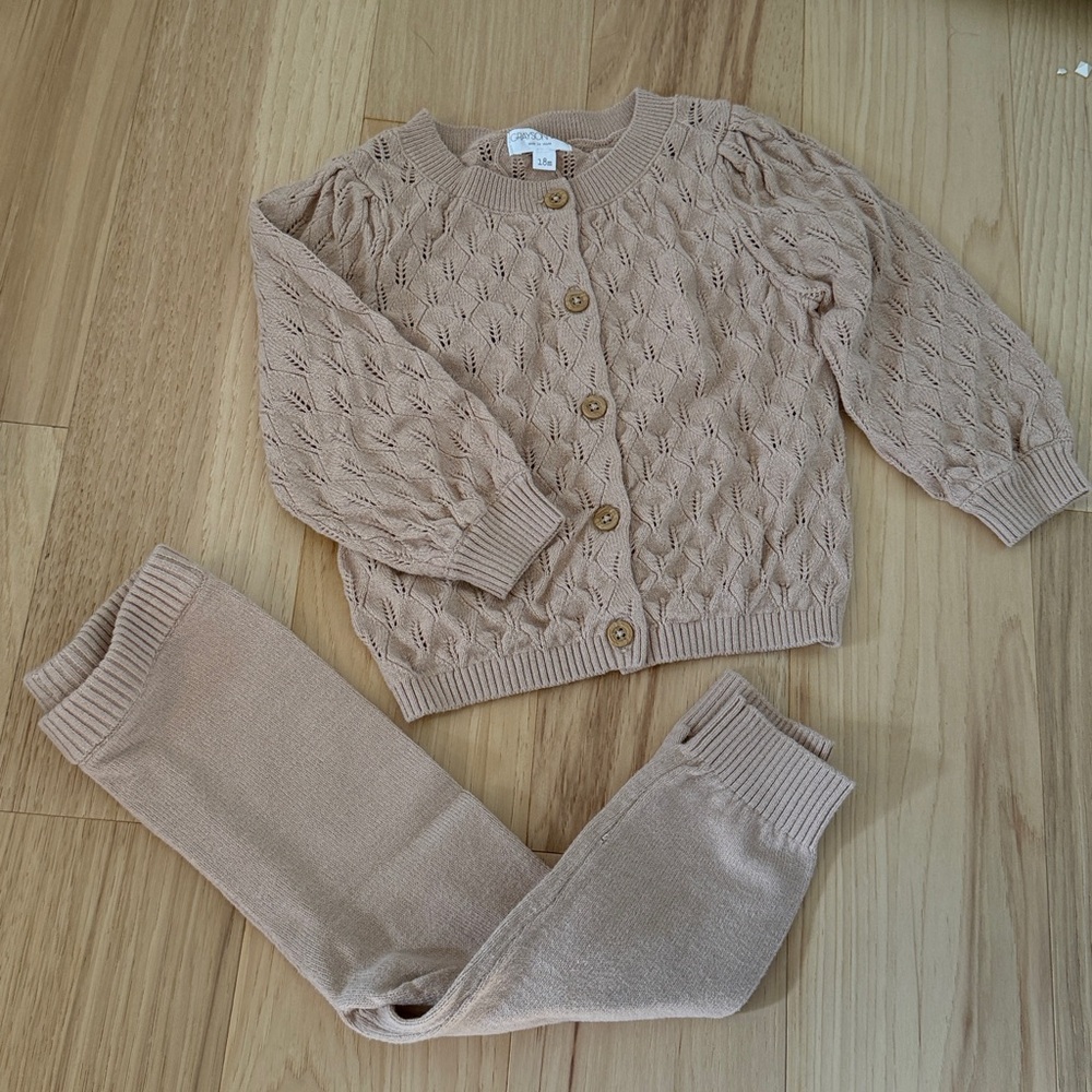Textured Knit Cardigan and Pants Set